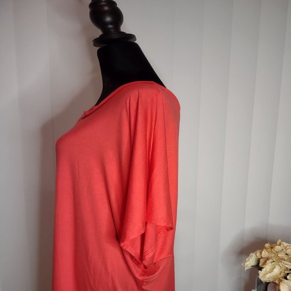 NWT Women's Super Comfy Boat Neck Dolman Dress Tunic Blouse Top Shirt Coral 2X - Picture 7 of 9